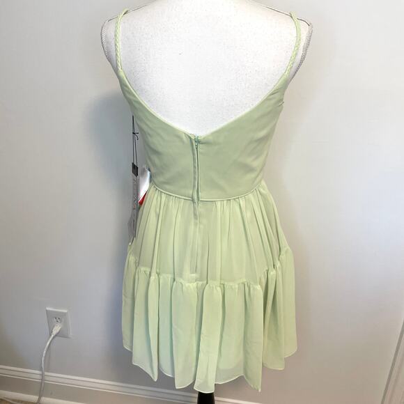 Mac Duggal Braided Spaghetti Strap Faux Wrap Dress In Mint 70200 Size 4 New - Picture 8 of 12